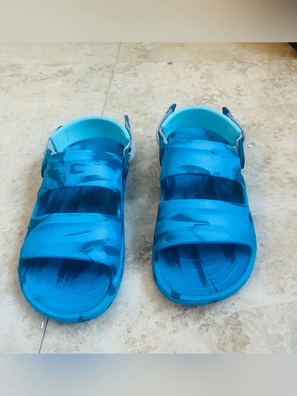 Kids Aqua Blue Adjustable Sandal - Slip-Resistant Play Sandals